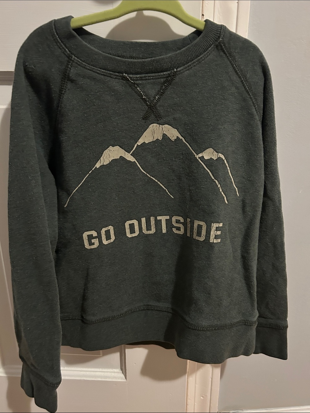 Crewcuts Boys 6-7 Dark Green 'Go Outside' Mountain Graphic Sweatshirt